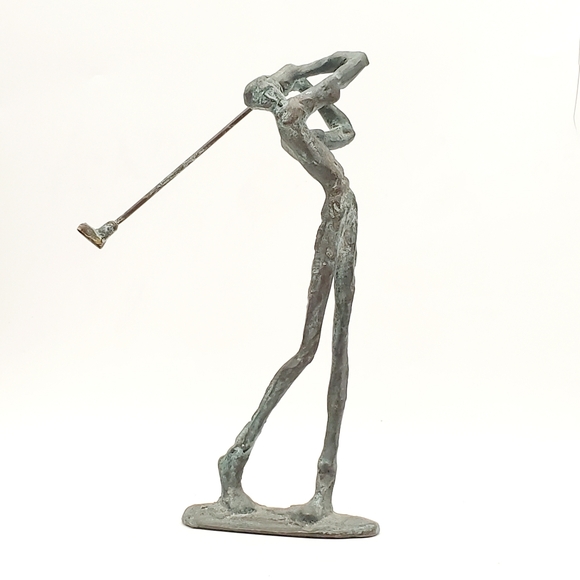 Vintage 1950s Bronze Cast Metal Golfer Sculpture MCM Mid Century 9